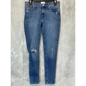 HUDSON Women's Petra Natalie Mid-Rise Super Skinny Crop Distressed Denim Jeans